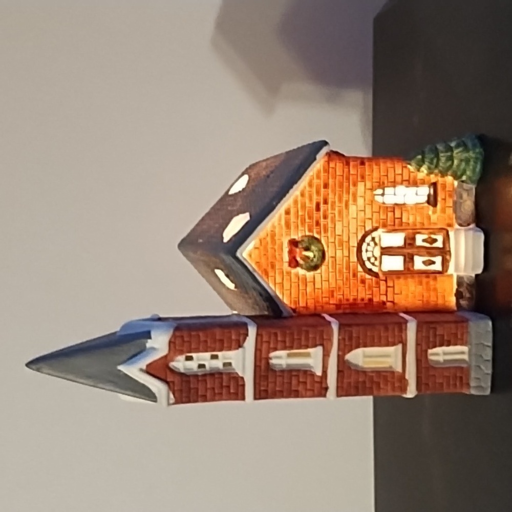 Hand -painted porcelain lighted house